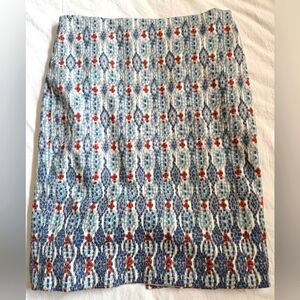 LOFT  Ann Taylor Stylish Blue and White Patterned Tweed Skirt Size 4